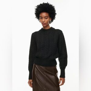 Aritzia Wilfred Arletty Merino wool black cable knit mockneck Sweater Size S